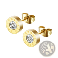 Rose Gold Roman Numeral Diamond Stud Earring Set