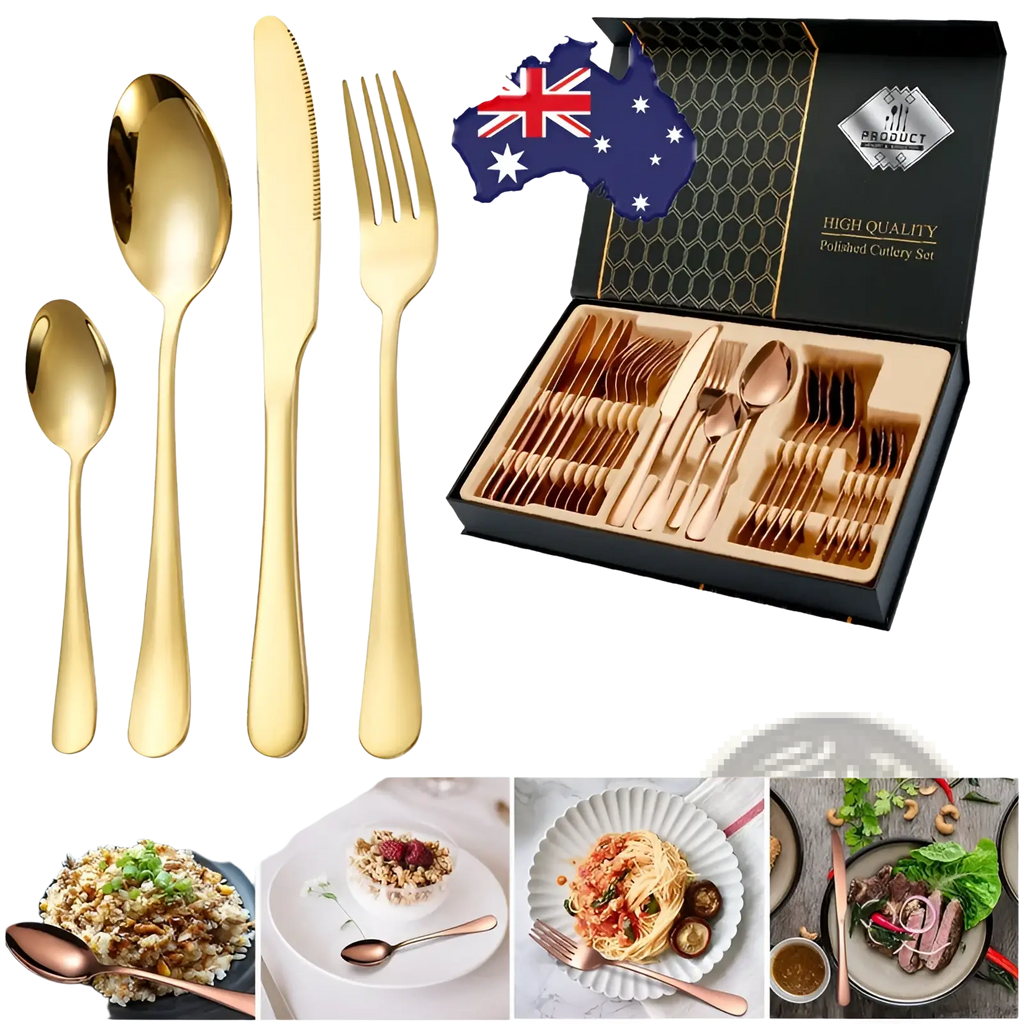 Rose Gold Stainless Steel Cutlery Set 24 Pieces