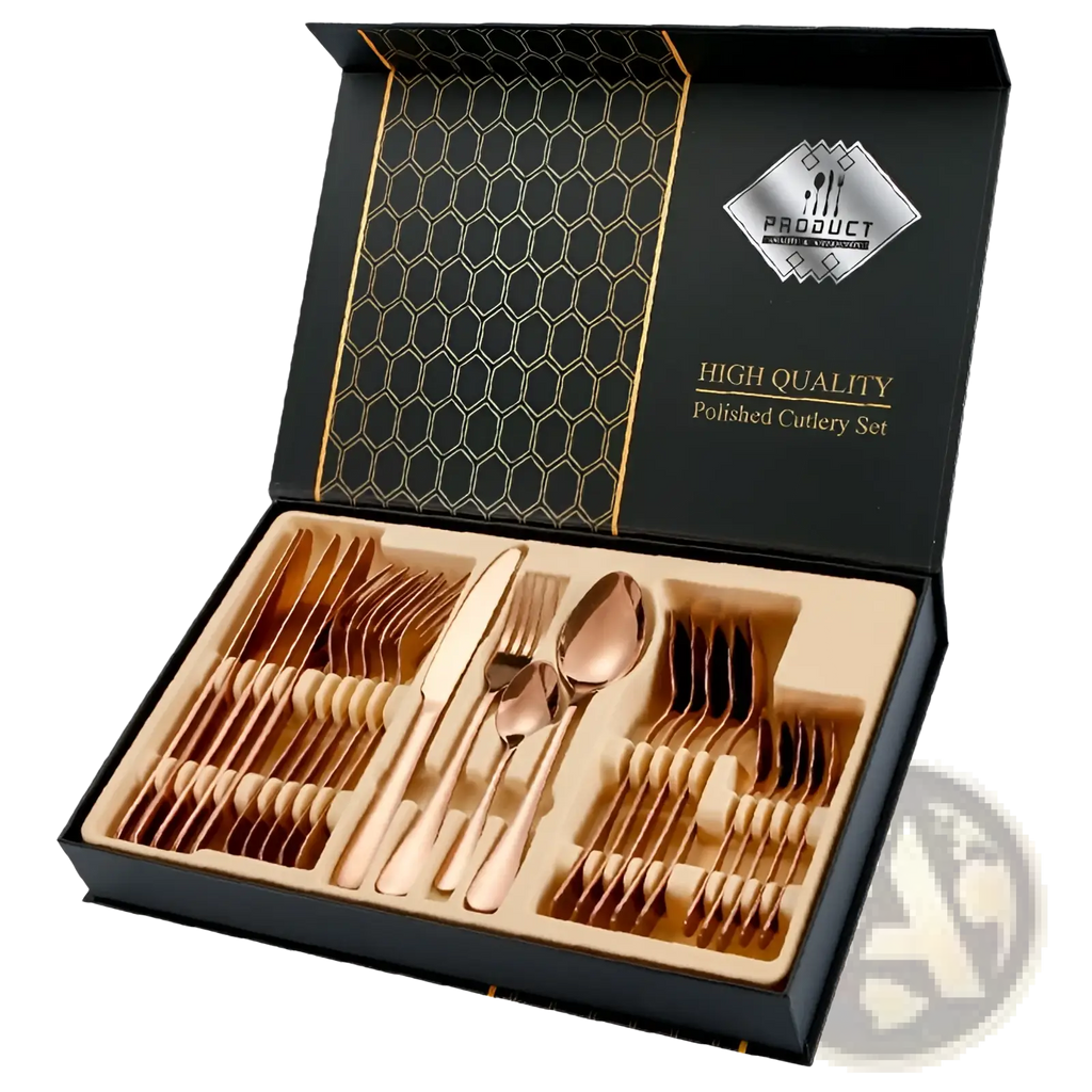 Rose Gold Stainless Steel Cutlery Set 24 Pieces