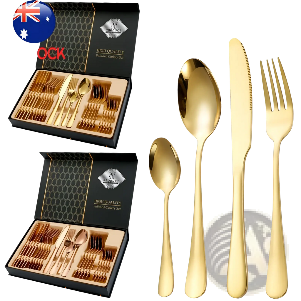 Rose Gold Stainless Steel Cutlery Set 24 Pieces