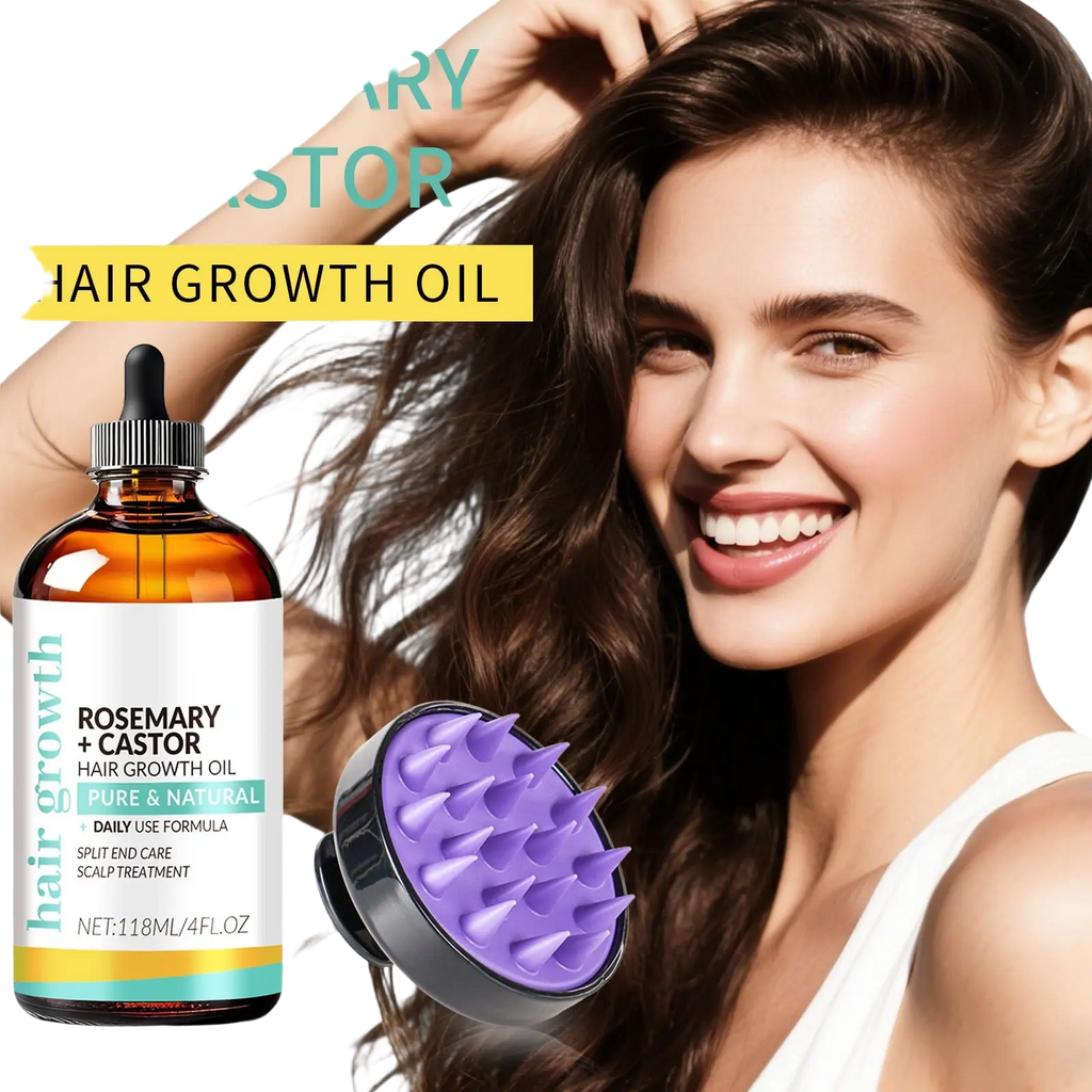 Rosemary Castor Hair Growth Oil with Scalp Massager