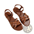 Round Toe Flat Sole Leather Sandals for Women