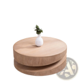 Round Wood Coffee Table 31 Inch Natural Two Tier Accent