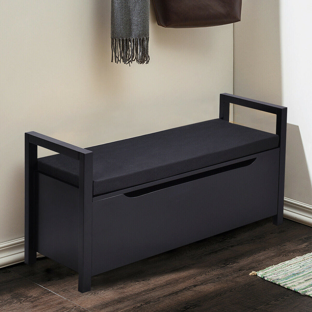 34.5 ×15.5 ×19.5 Inch Shoe Storage Bench with Cushion Seat for Entryway