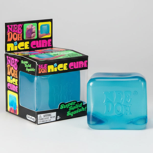 IN STOCK NOW: Schylling Nee-Doh Nice Cube Super Solid Squish: Blue Cube