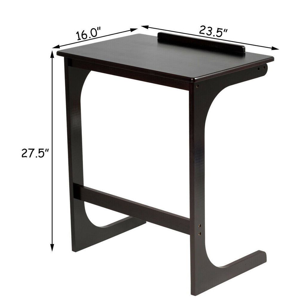 Adjustable C-Shape Couch End Table wth Tilting Top-Brown