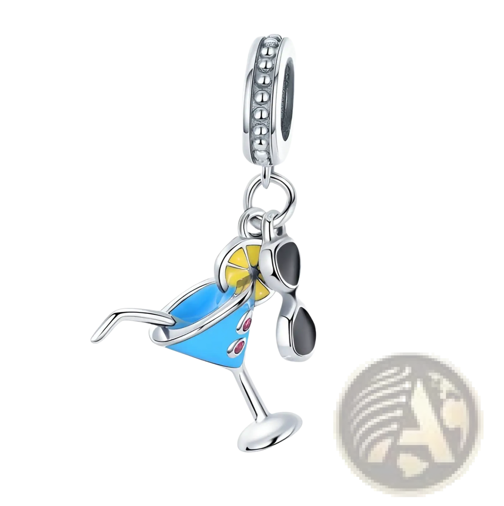 S925 Sterling Silver Summer Cocktail Drink Charm for Bracelets