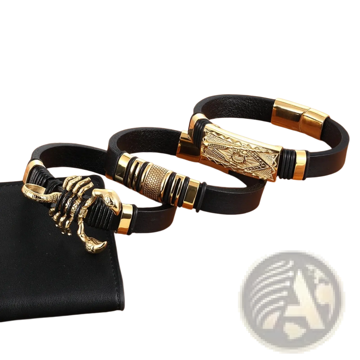Scorpion Leather Bracelet with Gold Magnetic Clasp