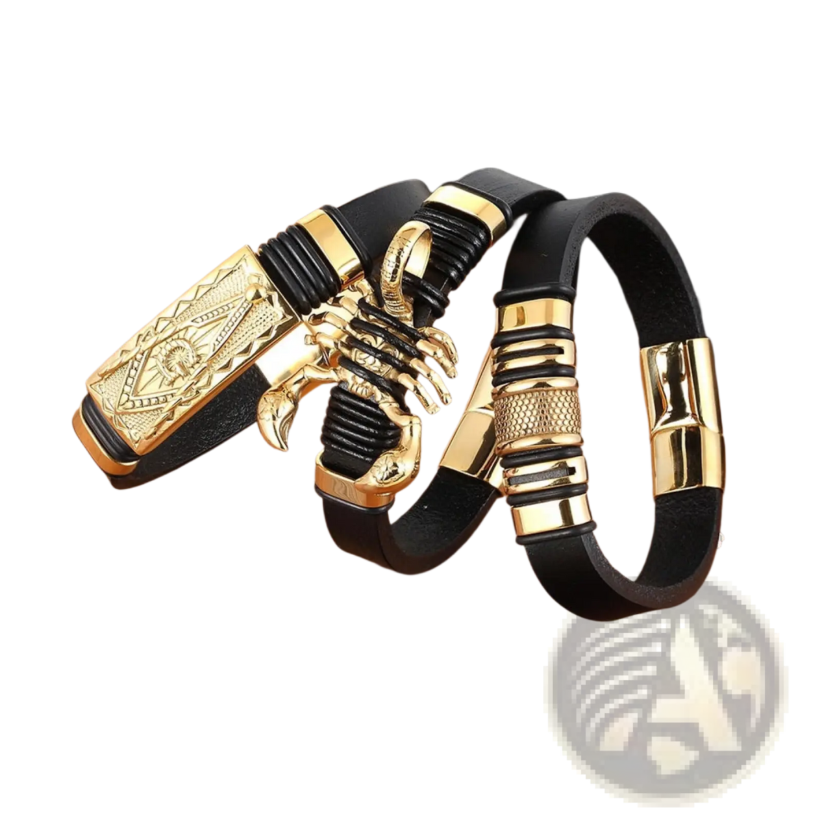 Scorpion Leather Bracelet with Gold Magnetic Clasp