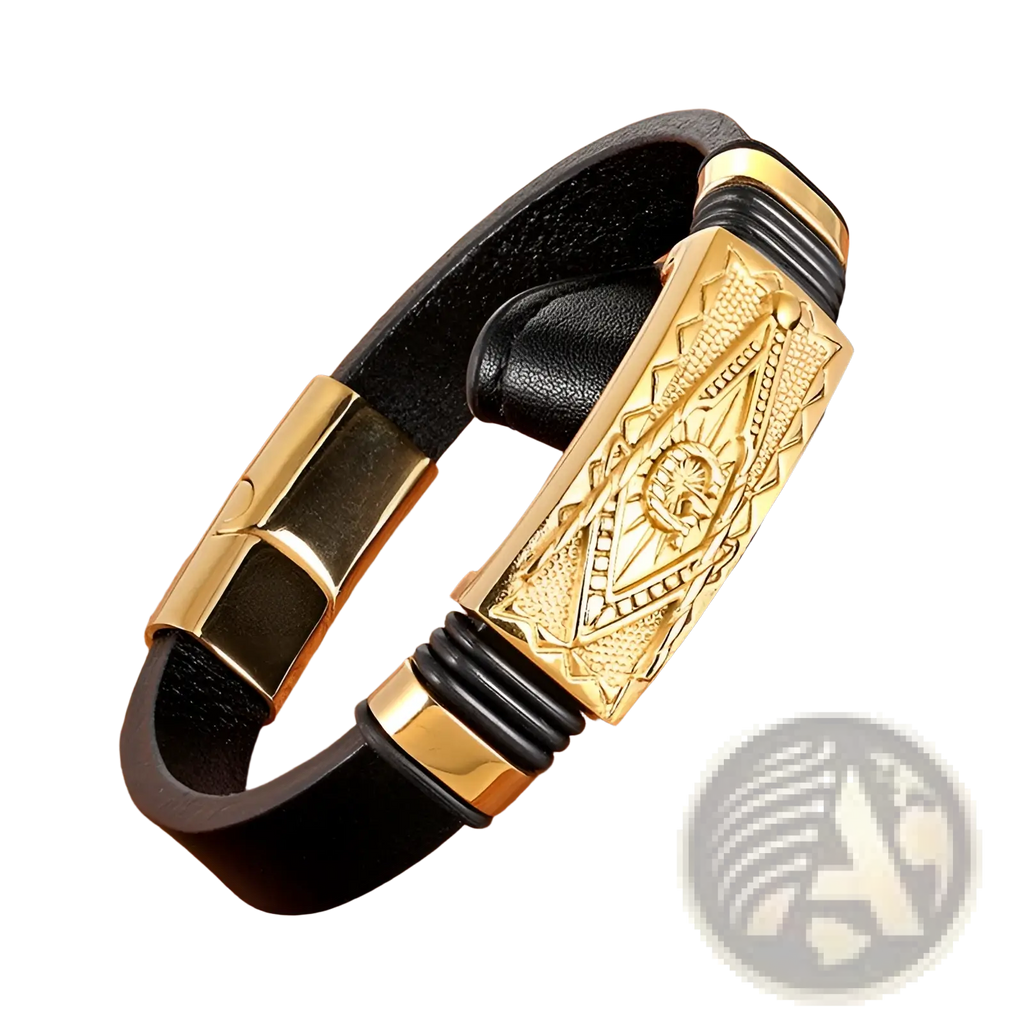Scorpion Leather Bracelet with Gold Magnetic Clasp