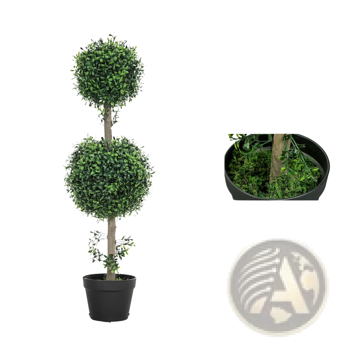 Set of 2 Artificial Boxwood Topiary Trees 36 Inch