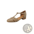 Sheepskin Leather T-strap Low Block Heel Sandals