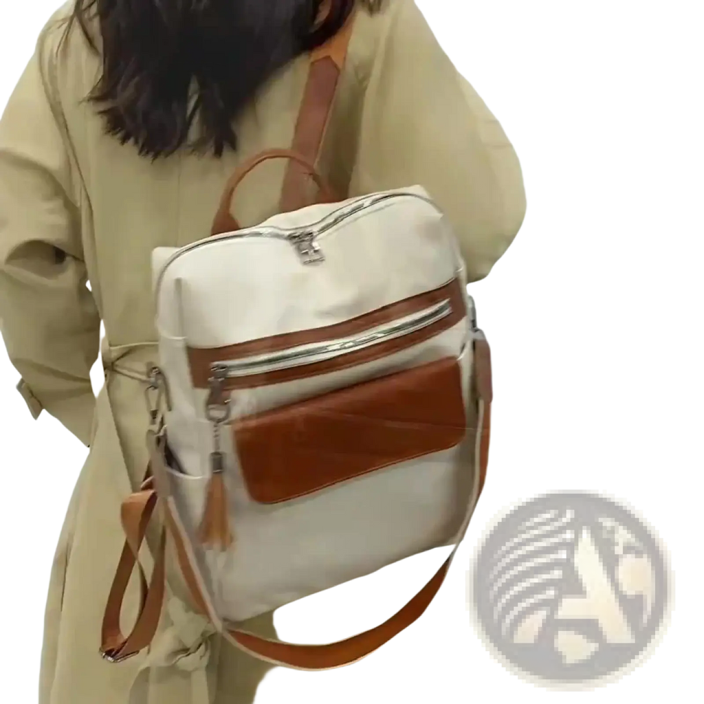 One Shoulder Cream Faux Leather Backpack 35cm