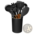 Silicone Cooking Utensil Set 11pc with Wood Handles