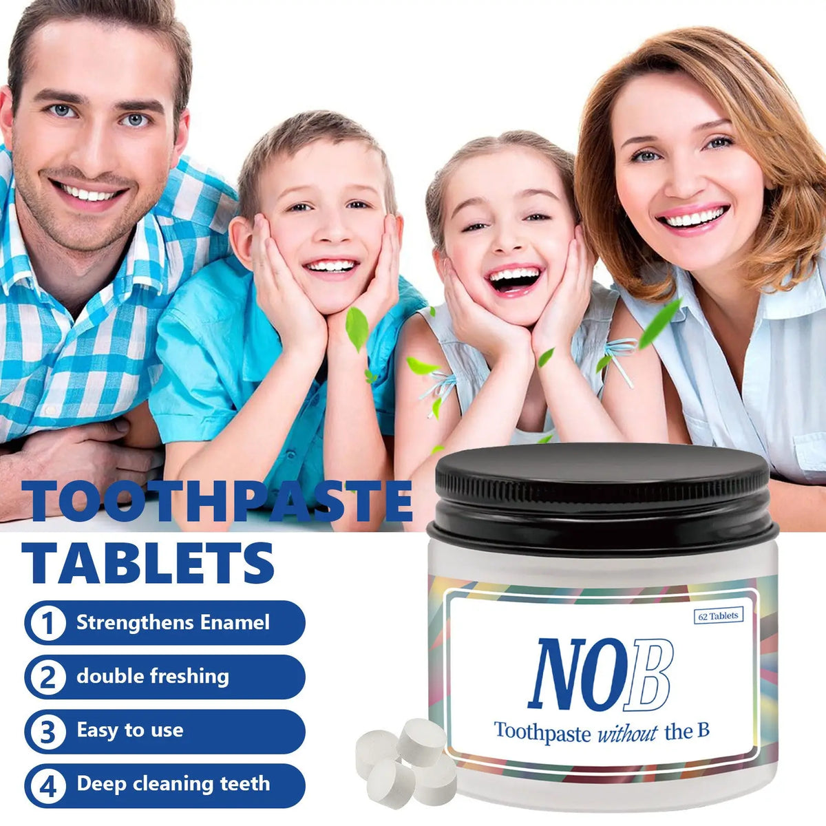 Solid Toothpaste Tablets Portable Breath Mint 62pcs