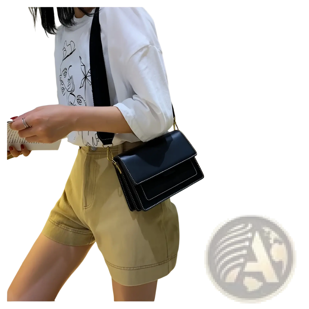 Square Crossbody Bag Two-tone Faux Leather Gold Chain