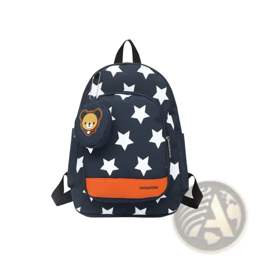 Star Print Soccer Backpack with Bear Coin Purse