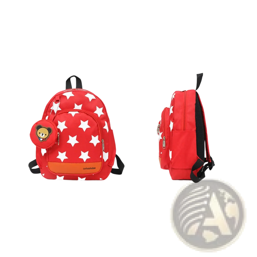 Star Print Soccer Backpack with Bear Coin Purse