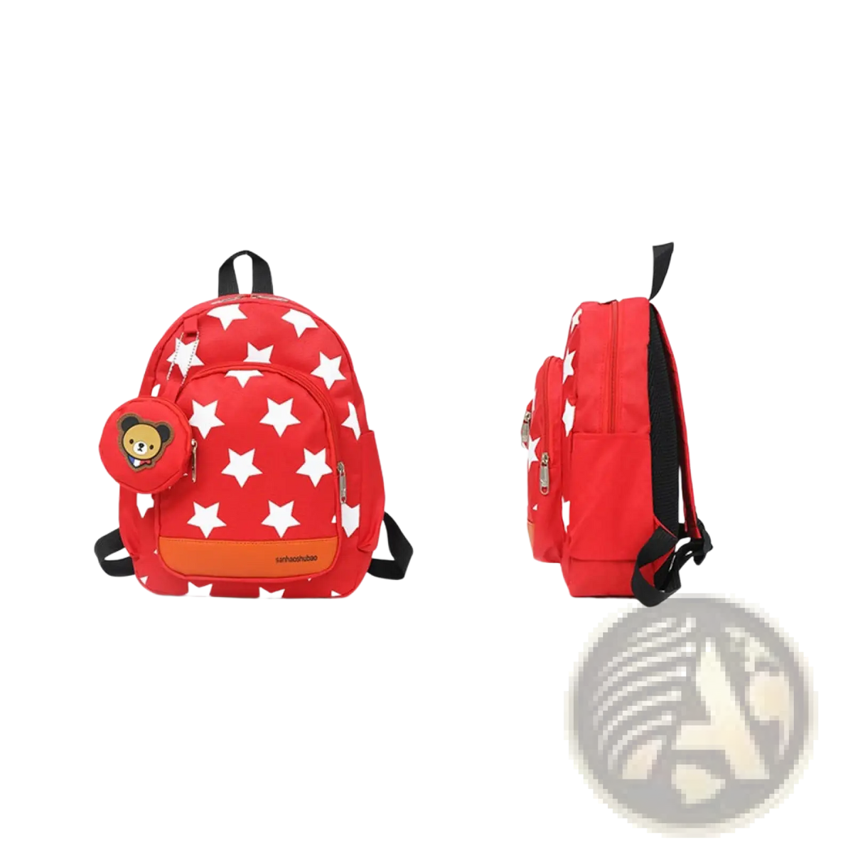 Star Print Soccer Backpack with Bear Coin Purse
