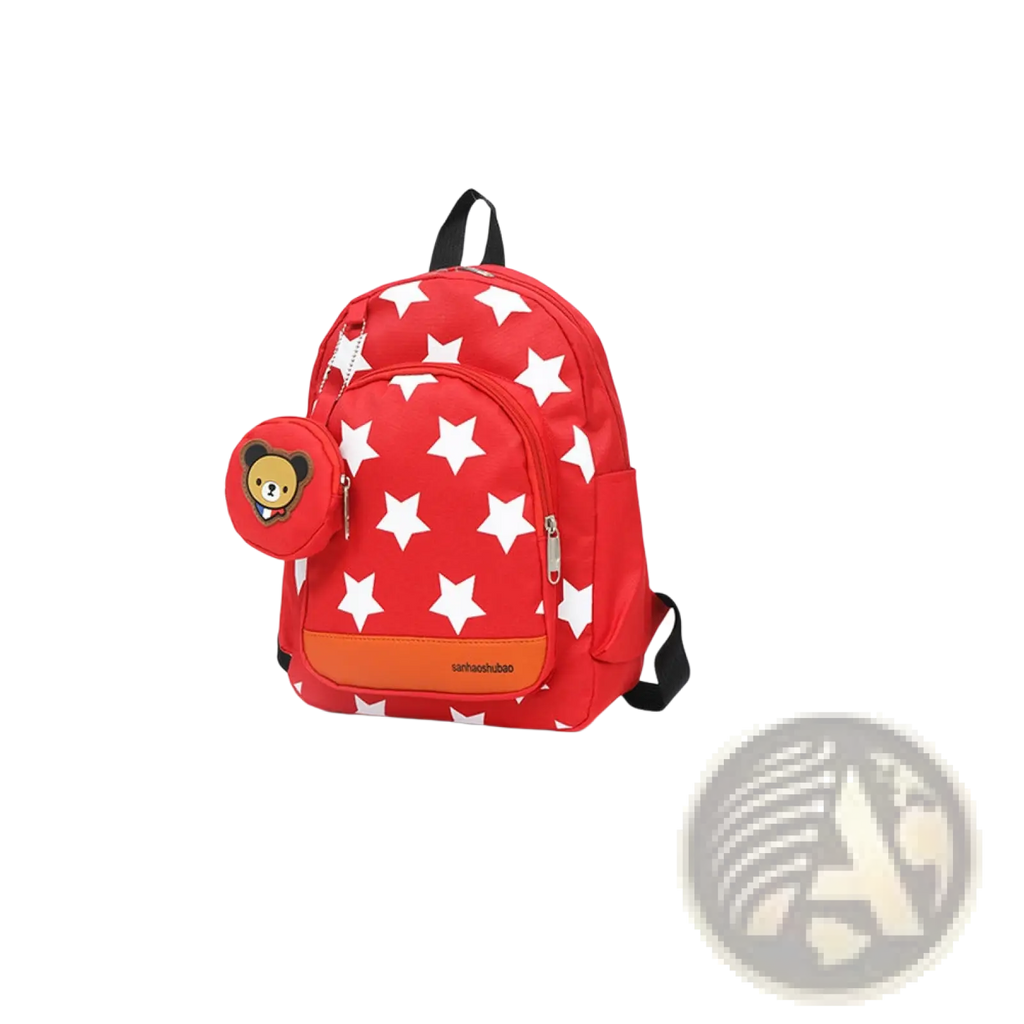 Star Print Soccer Backpack with Bear Coin Purse