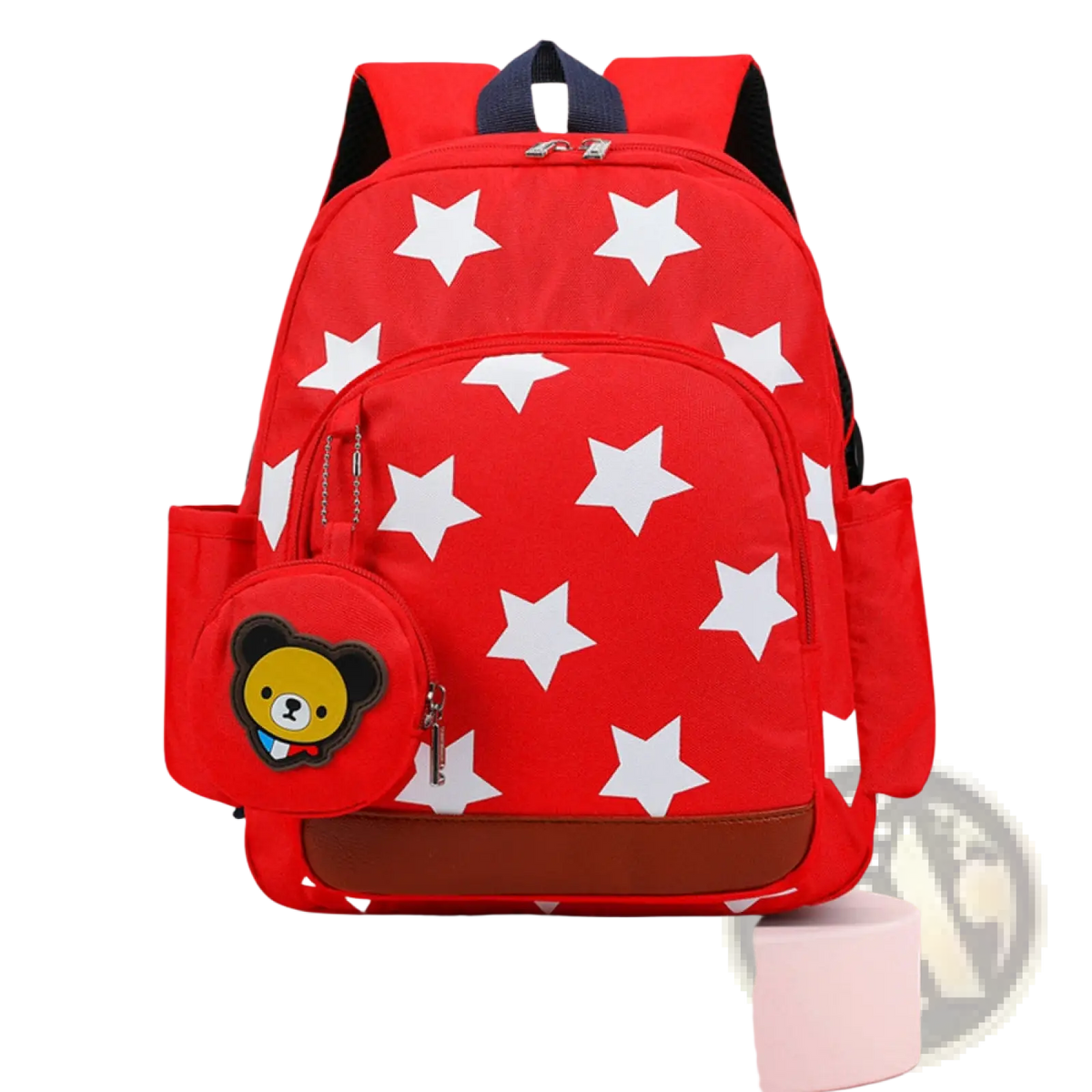 Star Print Soccer Backpack with Bear Coin Purse