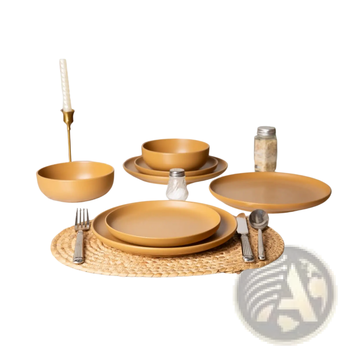 Stoneware Dinnerware Set 12 Piece Matte Glaze for 4