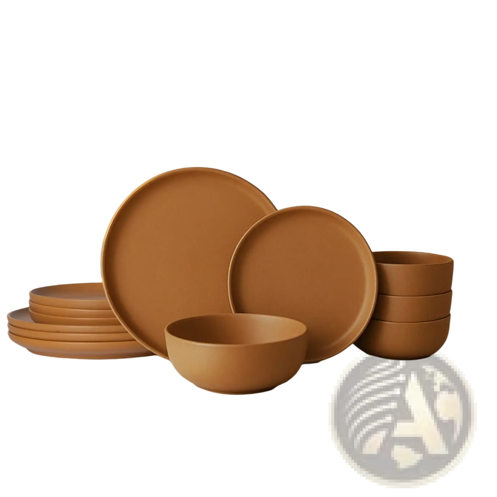 Stoneware Dinnerware Set 12 Piece Matte Glaze for 4