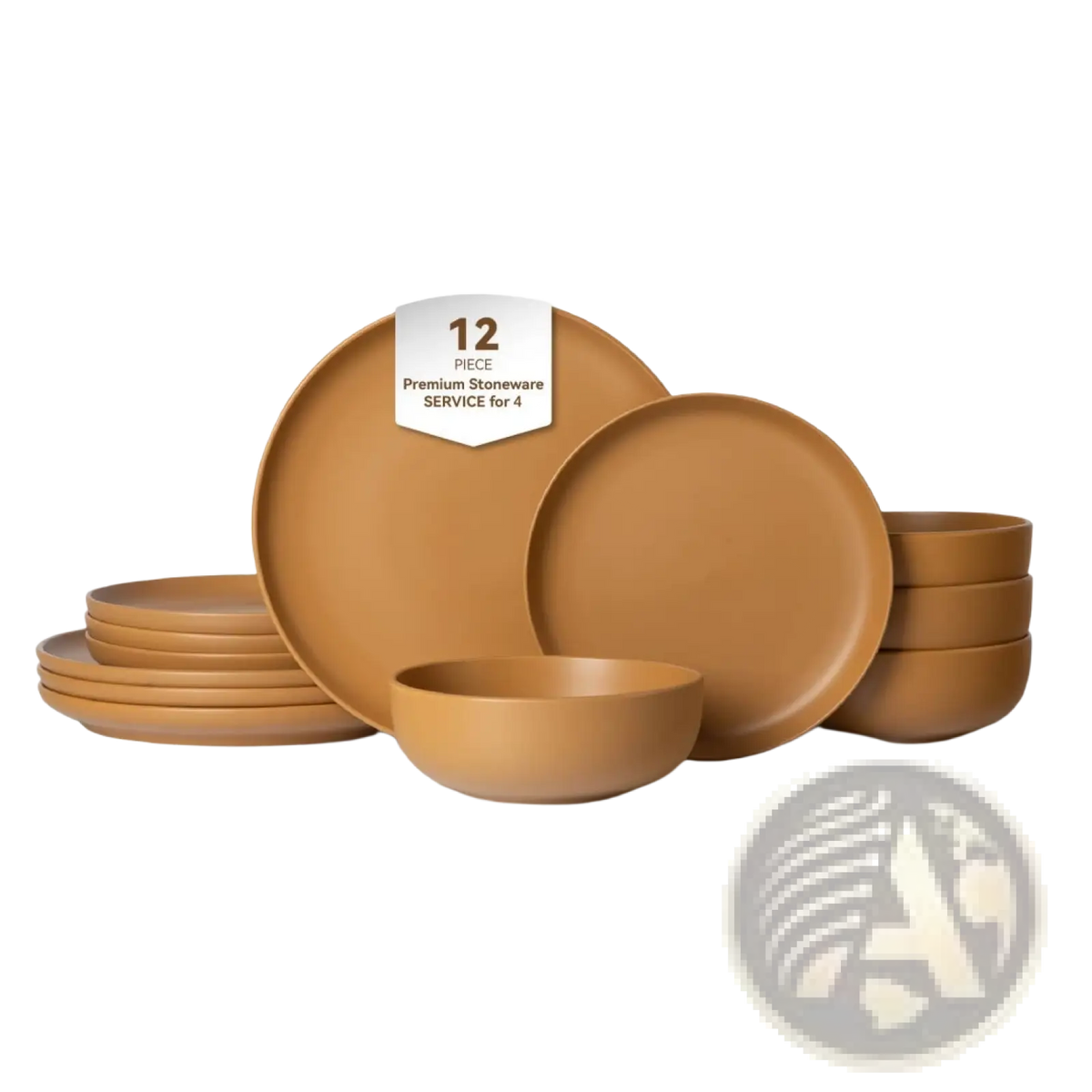 Stoneware Dinnerware Set 12 Piece Matte Glaze for 4