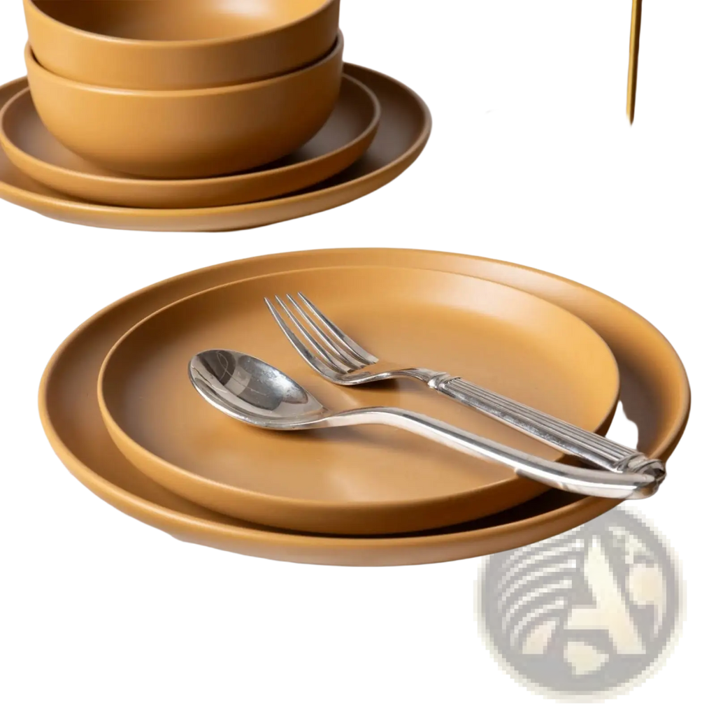 Stoneware Dinnerware Set 12 Piece Matte Glaze for 4