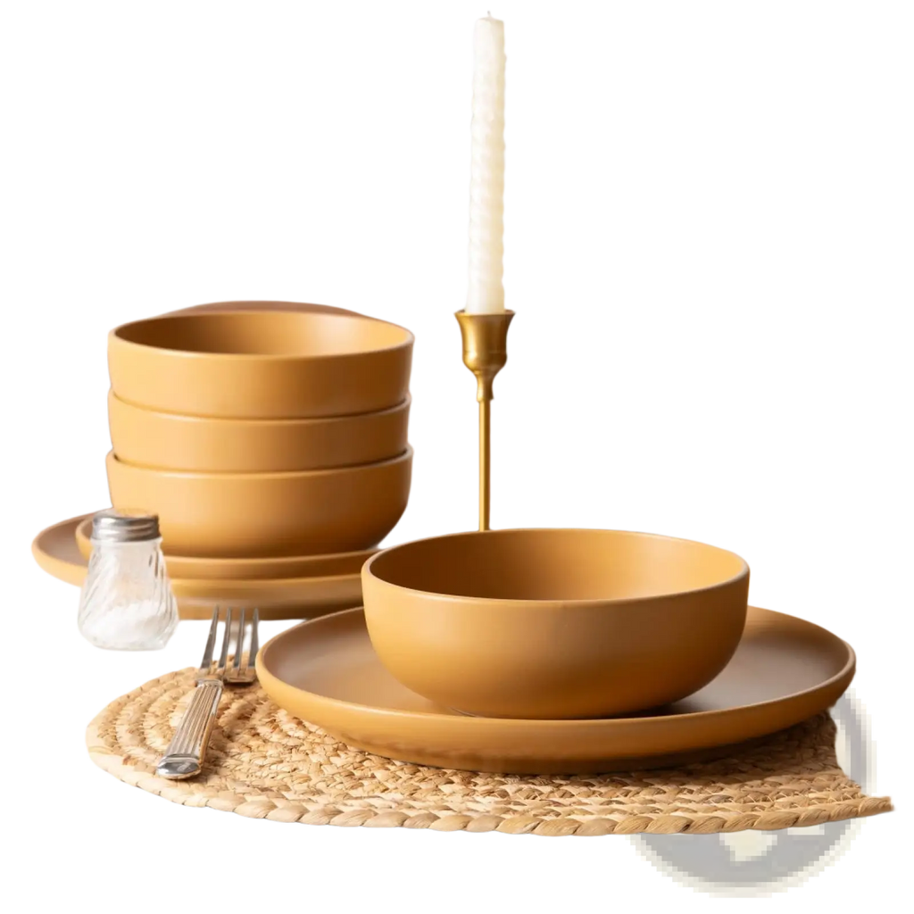 Stoneware Dinnerware Set 12 Piece Matte Glaze for 4