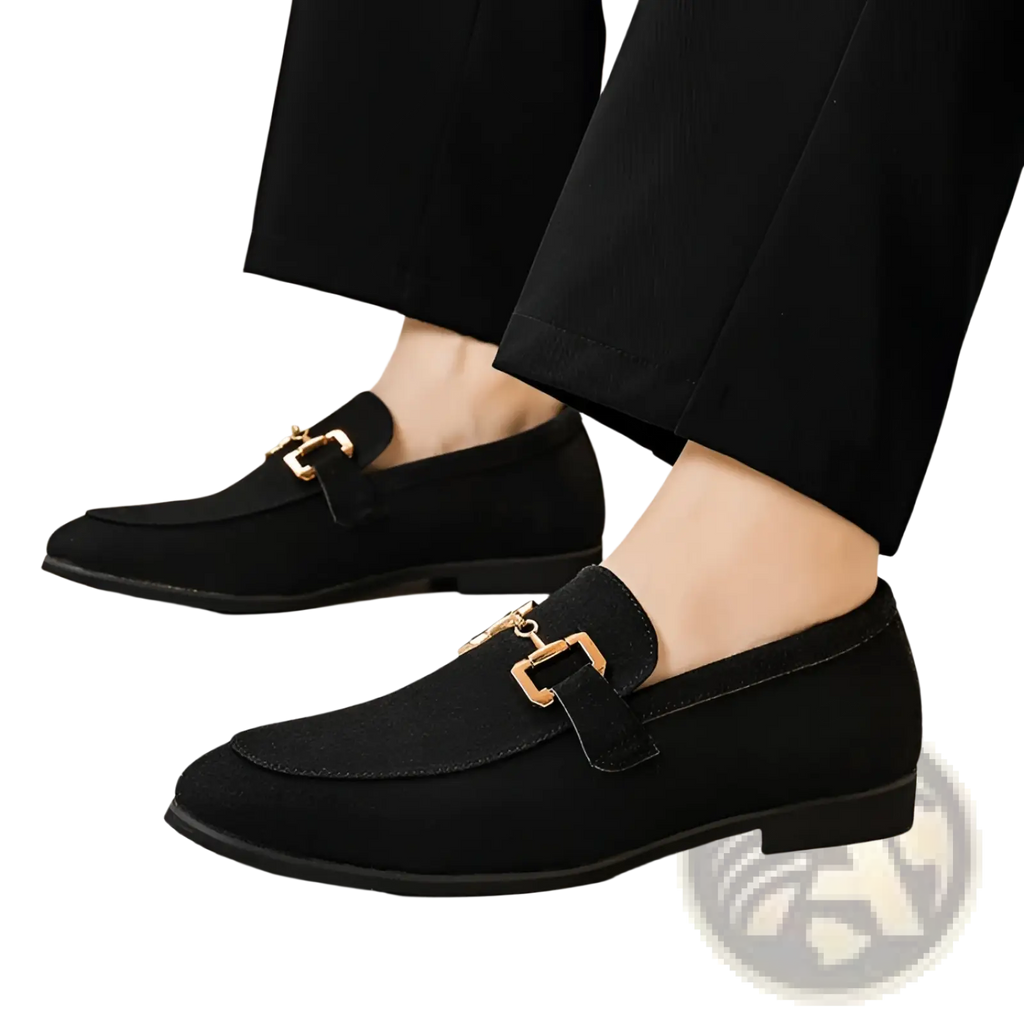 Suede Buckle Loafers for Men in Black and Khaki