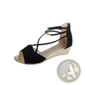 Suede Wedge Sandals Korean Low Heel Strappy Shoes