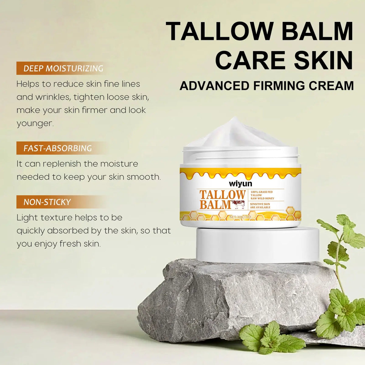 Tallow Balm with Raw Honey Anti Wrinkle Cream 30g