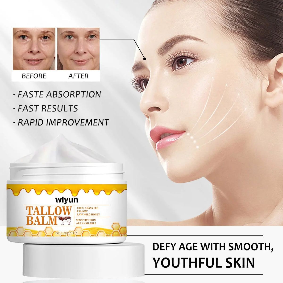 Tallow Balm with Raw Honey Anti Wrinkle Cream 30g