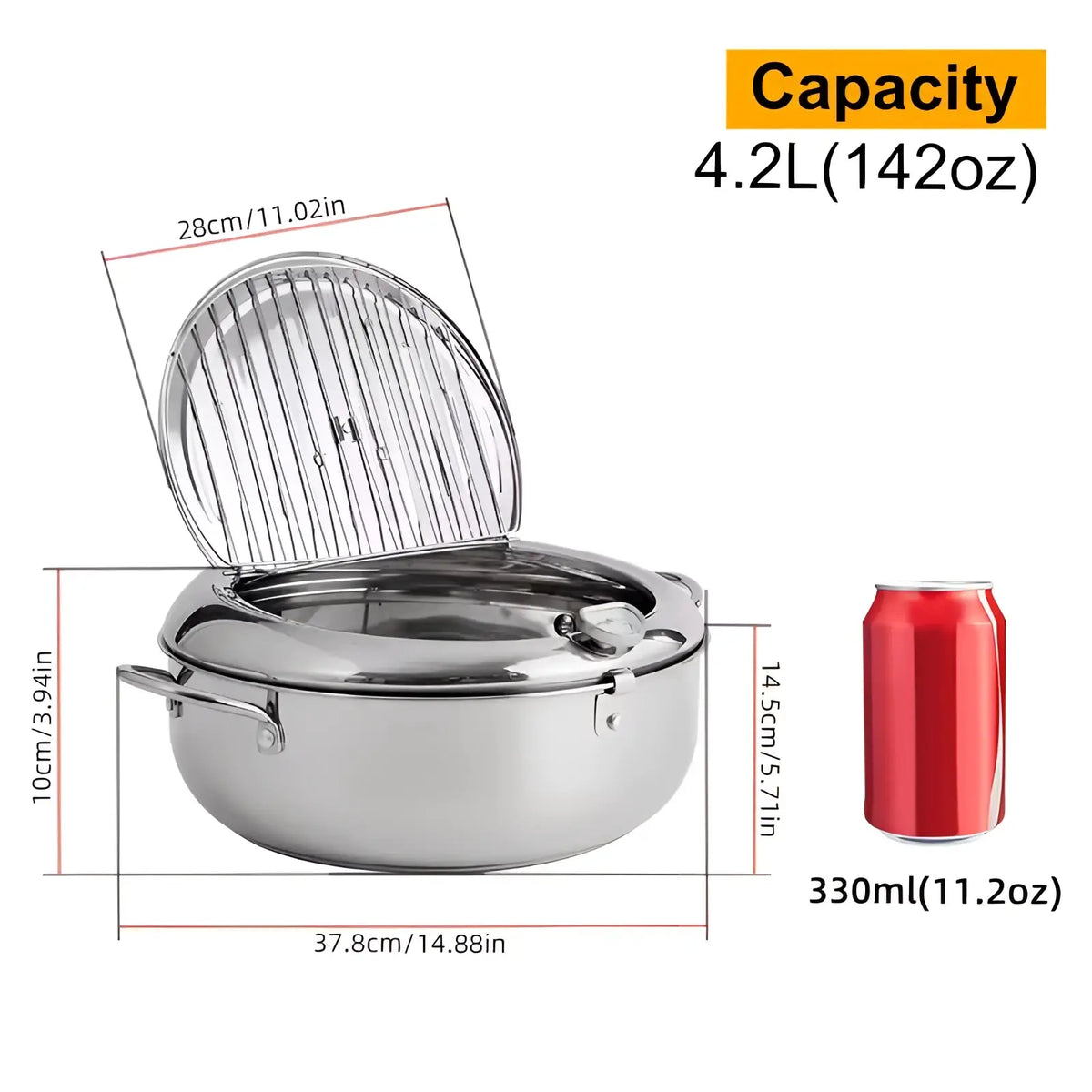 Tempura Deep Fryer 304 Stainless Steel Pot 4.2l