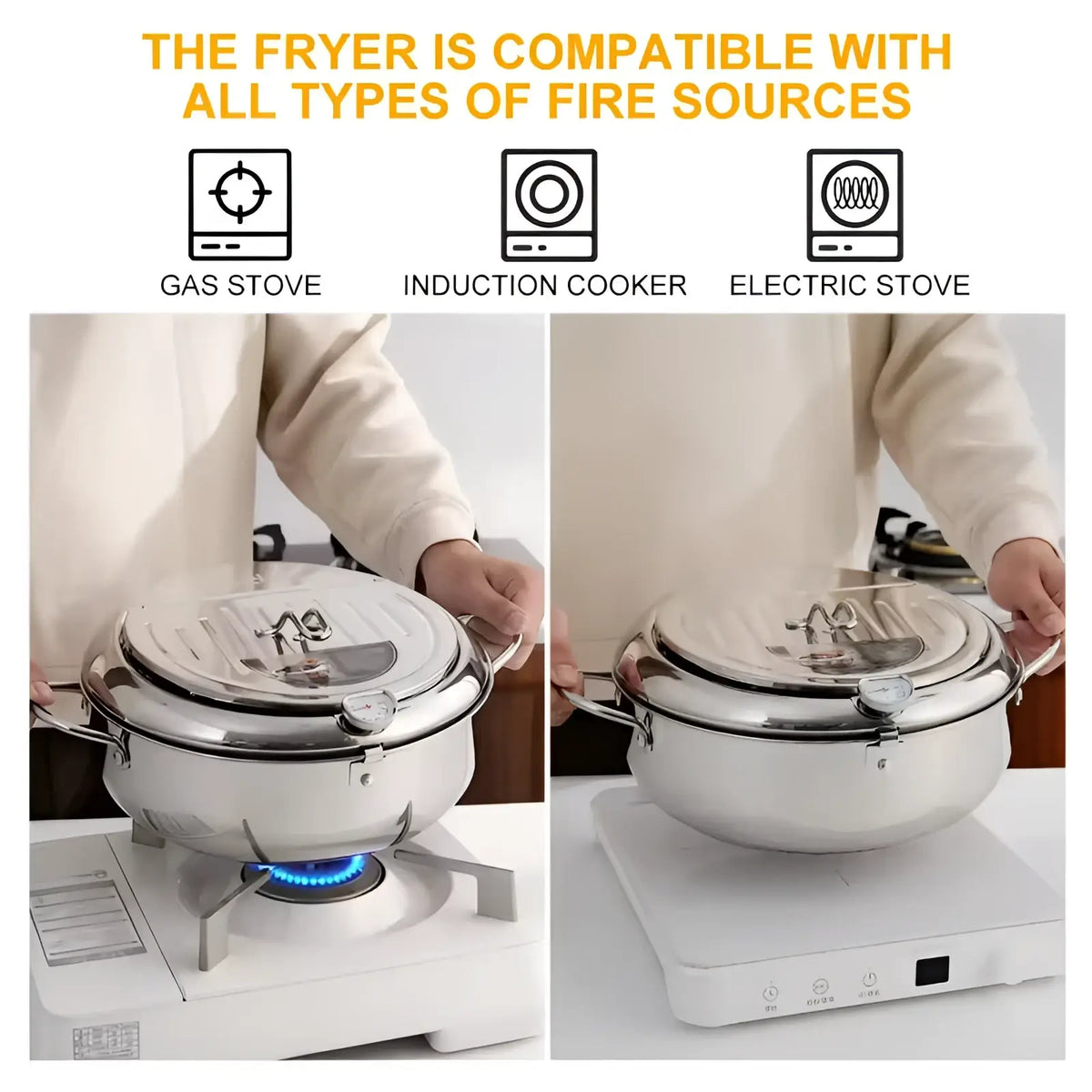 Tempura Deep Fryer 304 Stainless Steel Pot 4.2l