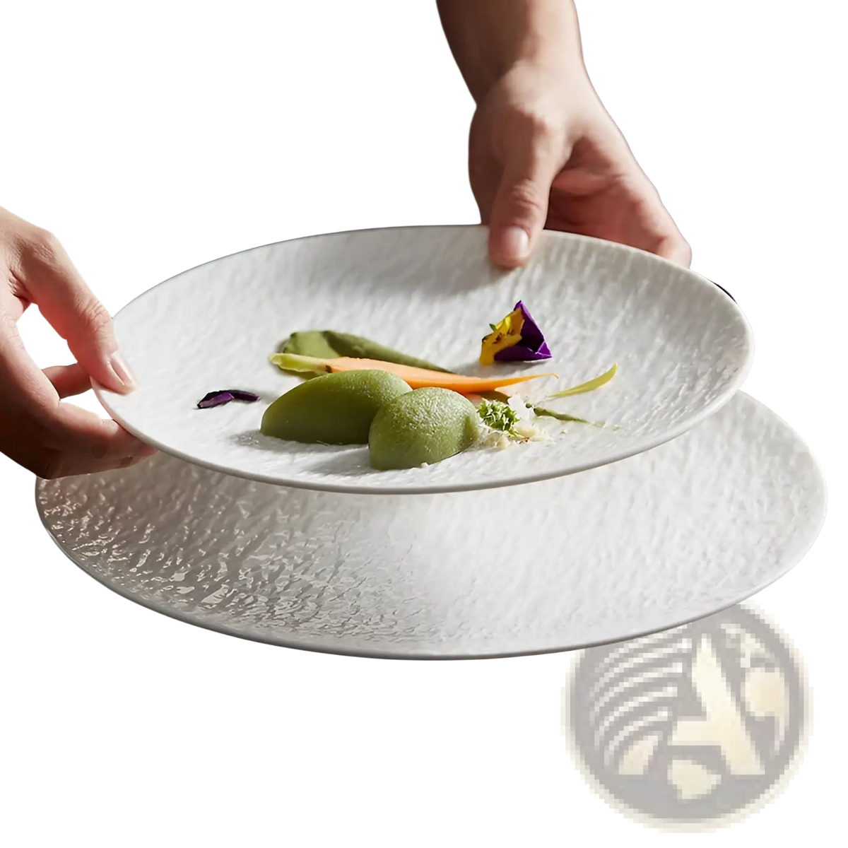 Textured Ceramic Round Plate Nordic Rock Pattern