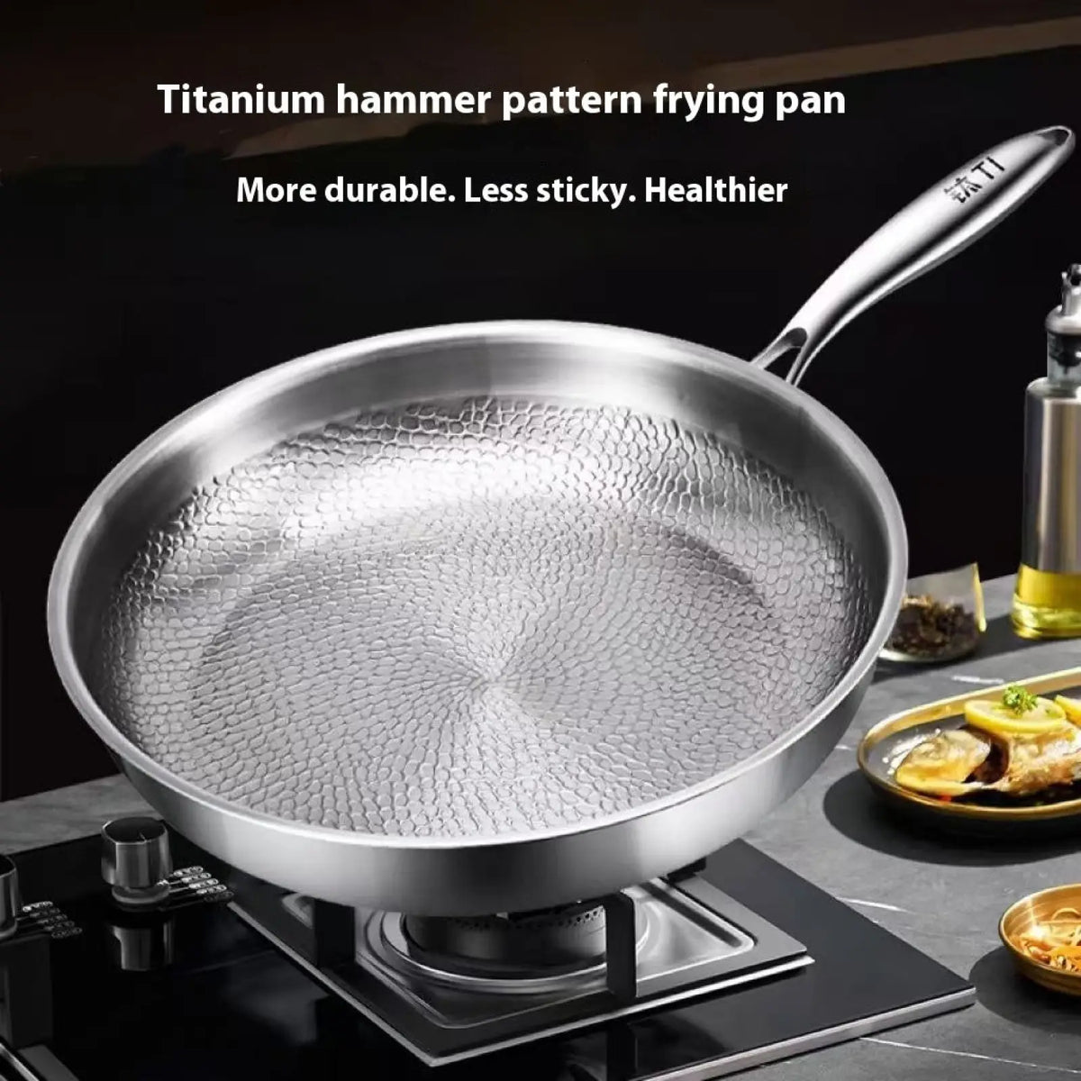 Titanium Hammered Non-stick Frying Pan with Lid