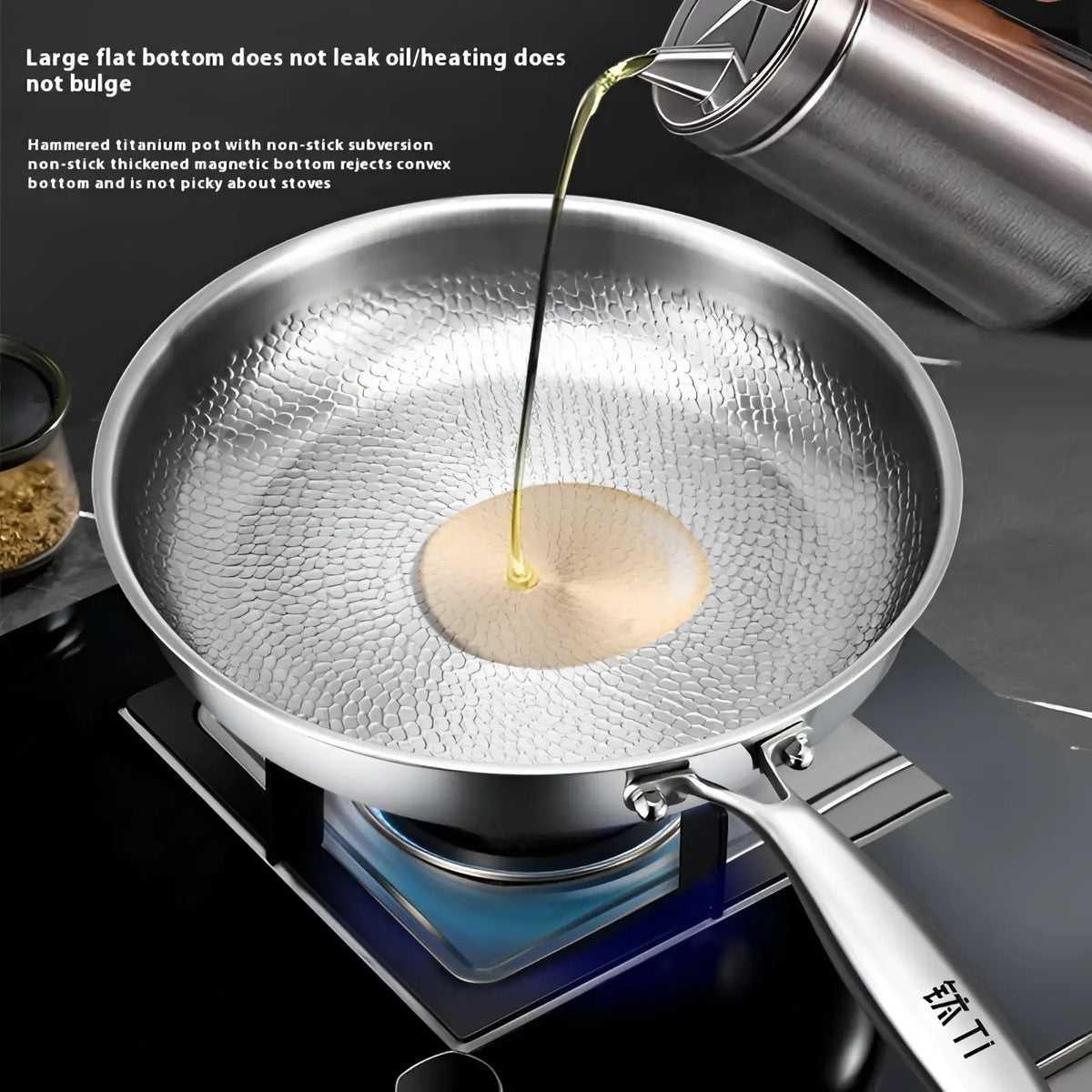Titanium Hammered Non-stick Frying Pan with Lid