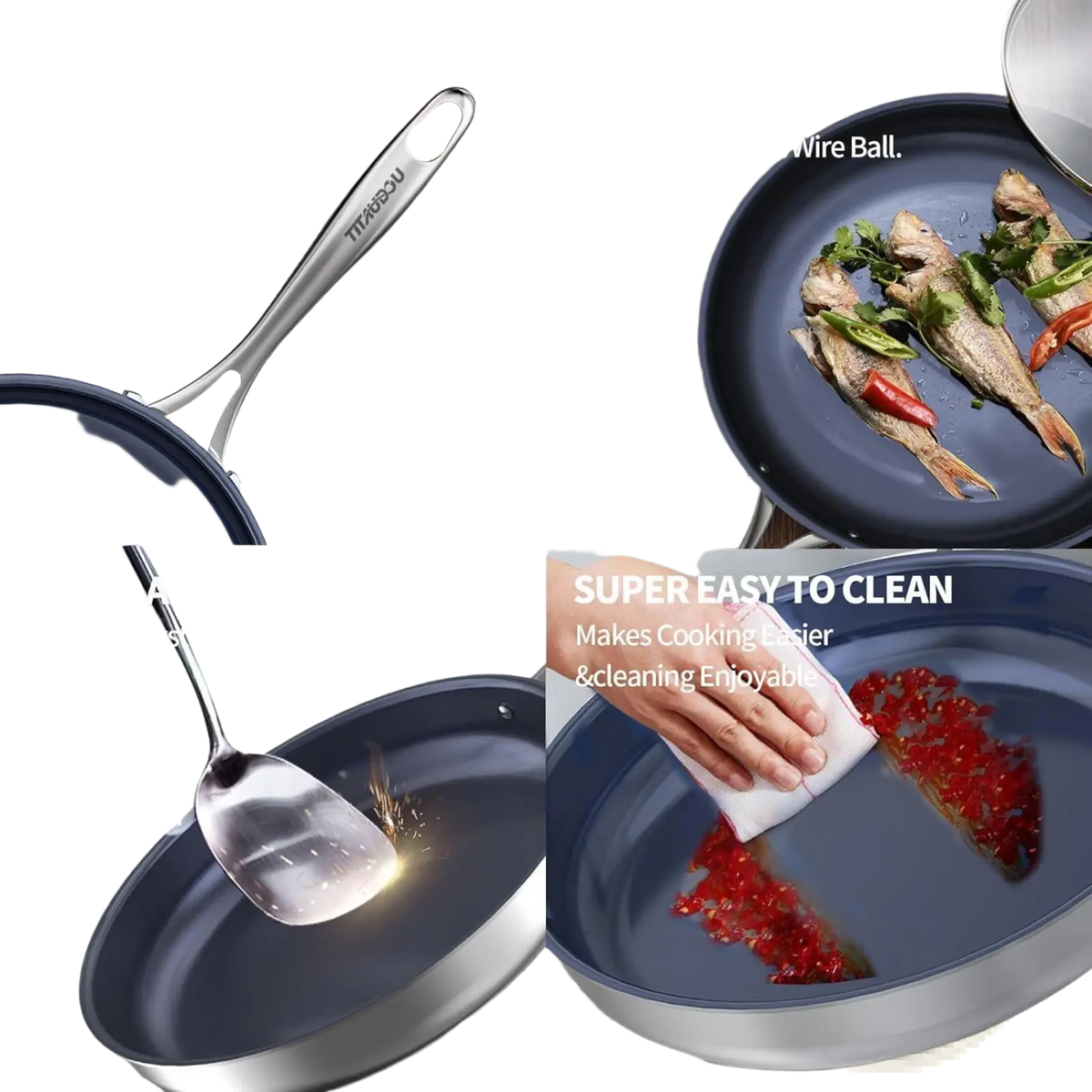 Titanium Non-stick Frying Pan 10-inch Stainless Steel