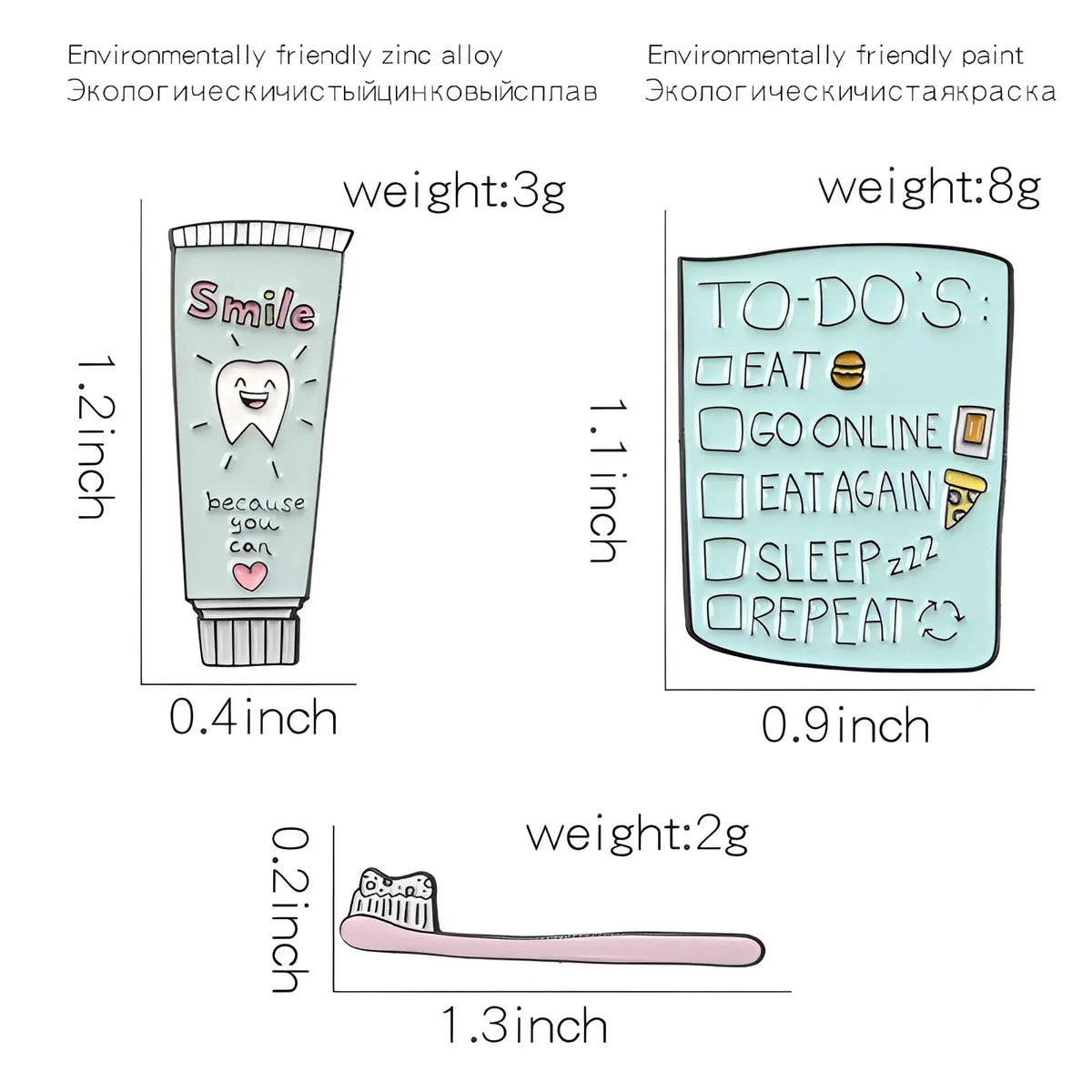 Toothpaste Smile Enamel Pin Cartoon Tooth Brooch