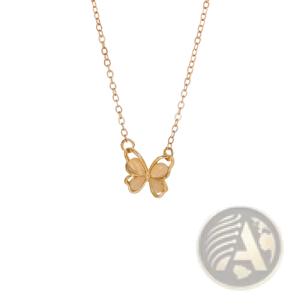 Translucent Butterfly Gemstone Pendant Necklace