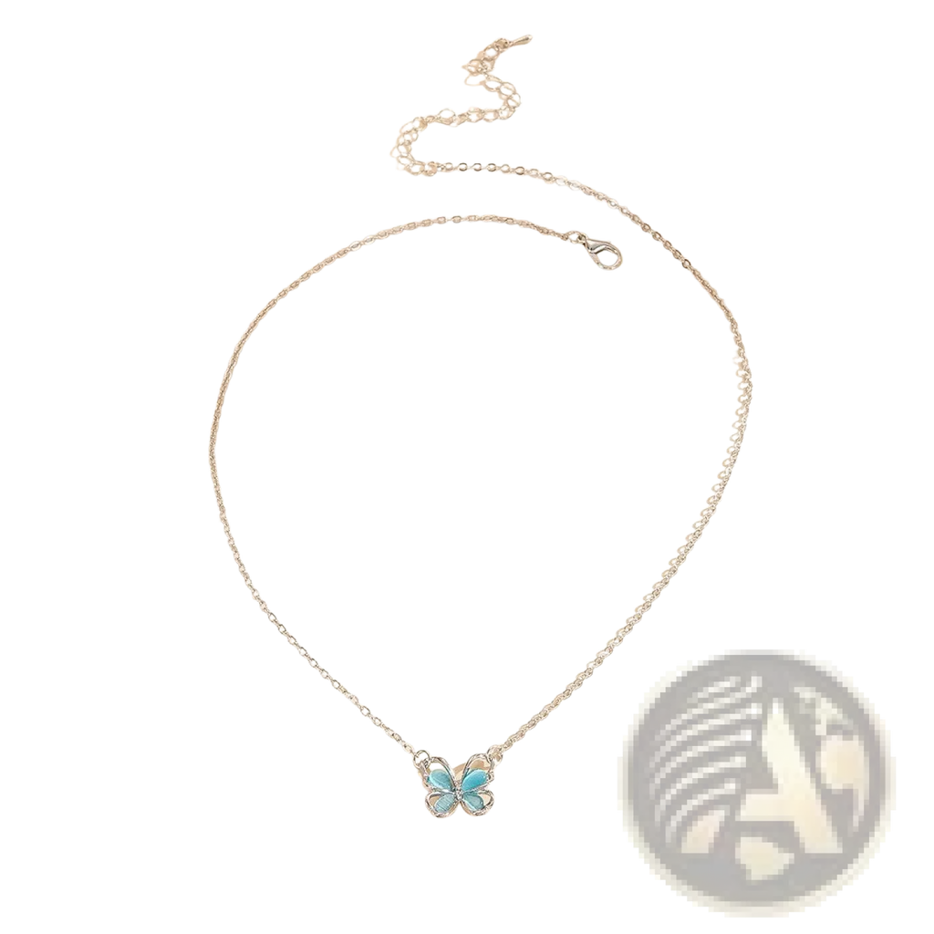 Translucent Butterfly Gemstone Pendant Necklace