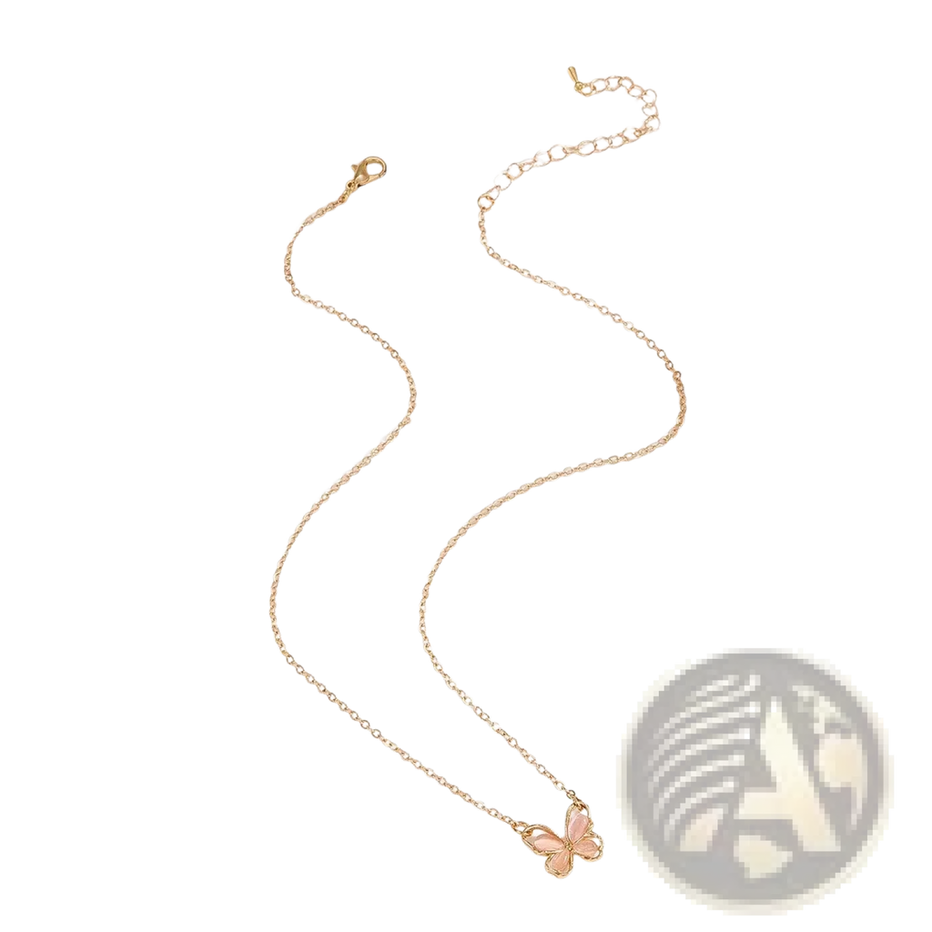Translucent Butterfly Gemstone Pendant Necklace