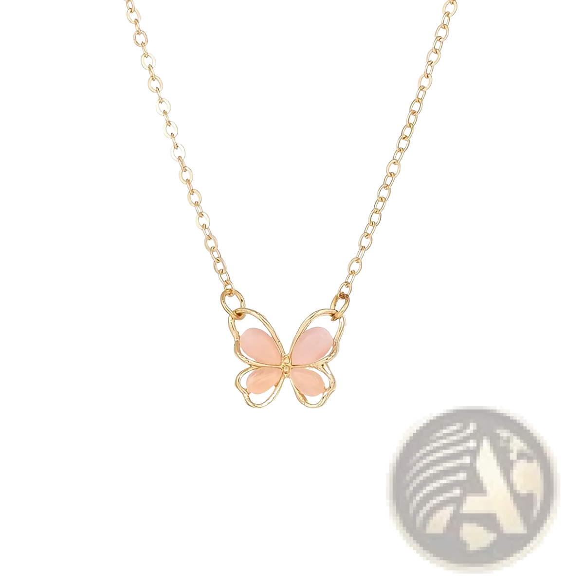 Translucent Butterfly Gemstone Pendant Necklace
