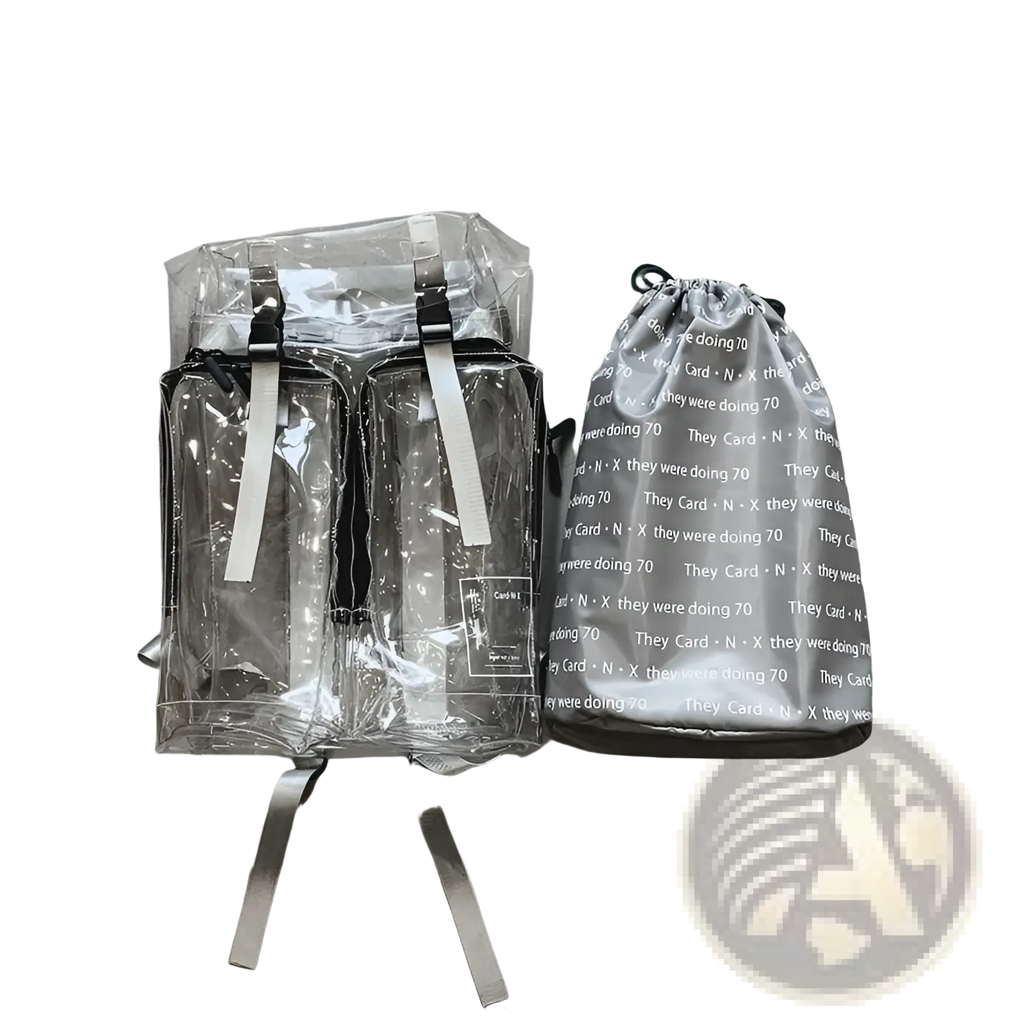 Transparent Vinyl Text Print Schoolbag Backpack