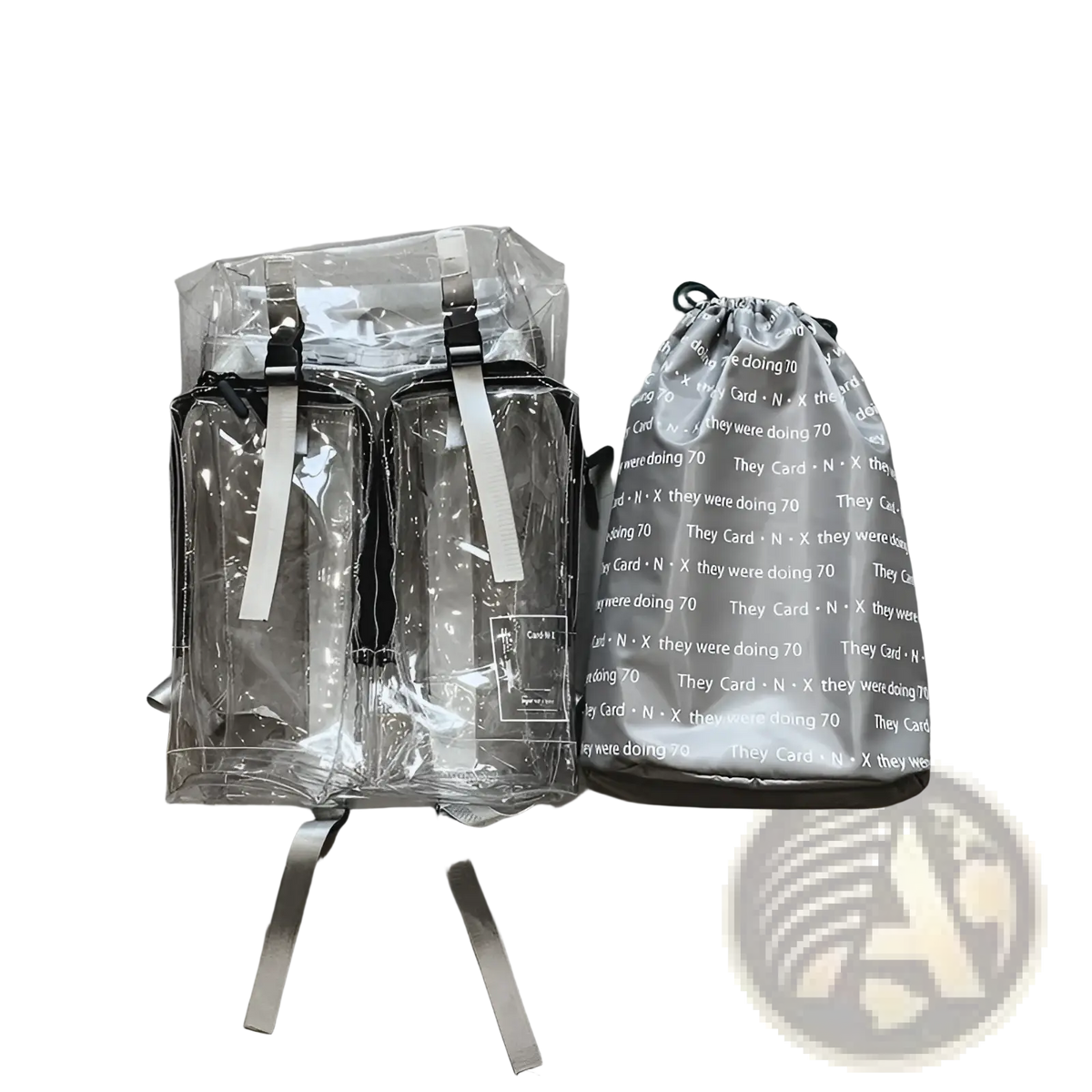Transparent Vinyl Text Print Schoolbag Backpack