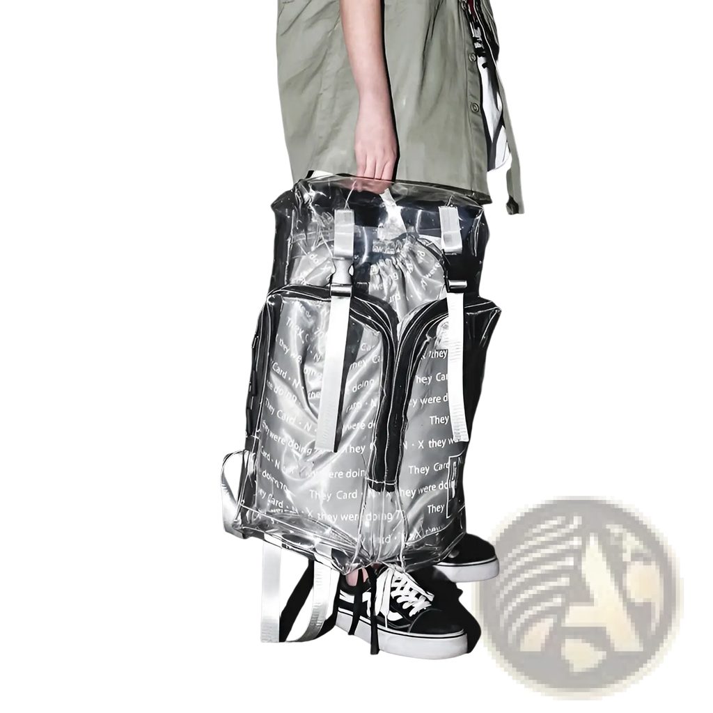 Transparent Vinyl Text Print Schoolbag Backpack