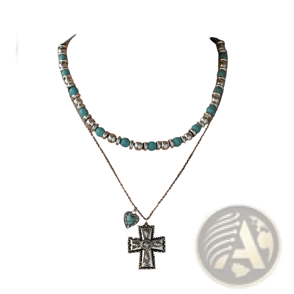 Turquoise Heart and Sunburst Silver Jewelry Set