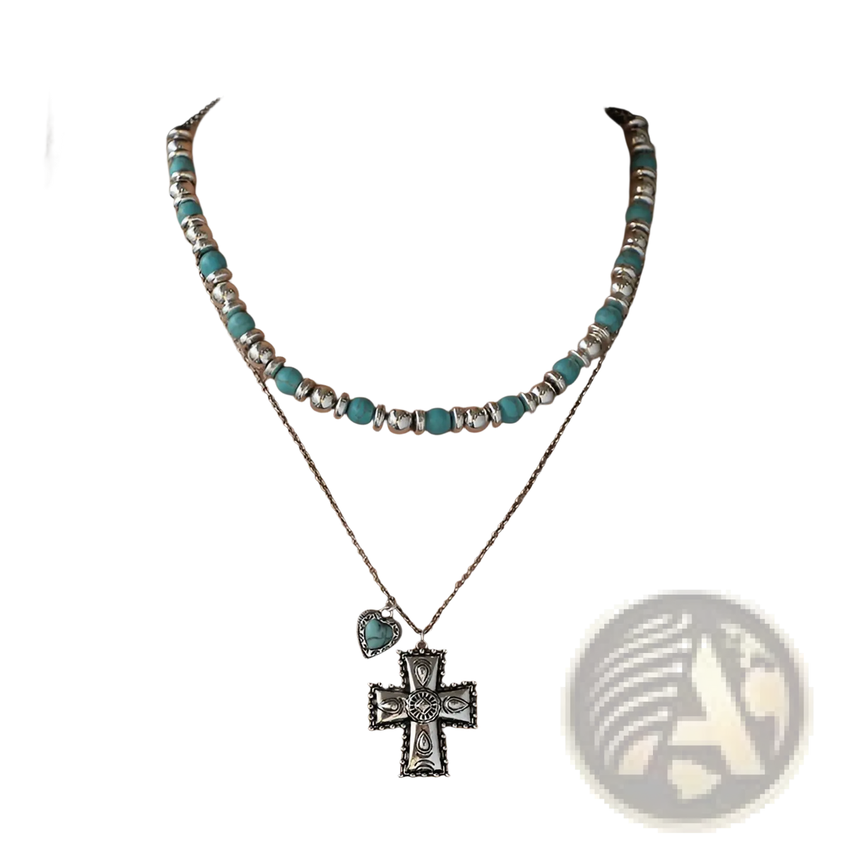 Turquoise Heart and Sunburst Silver Jewelry Set